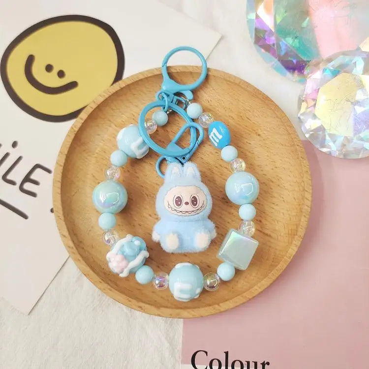 Handmade Labubu keychain for keys, bags, or gifts blue color