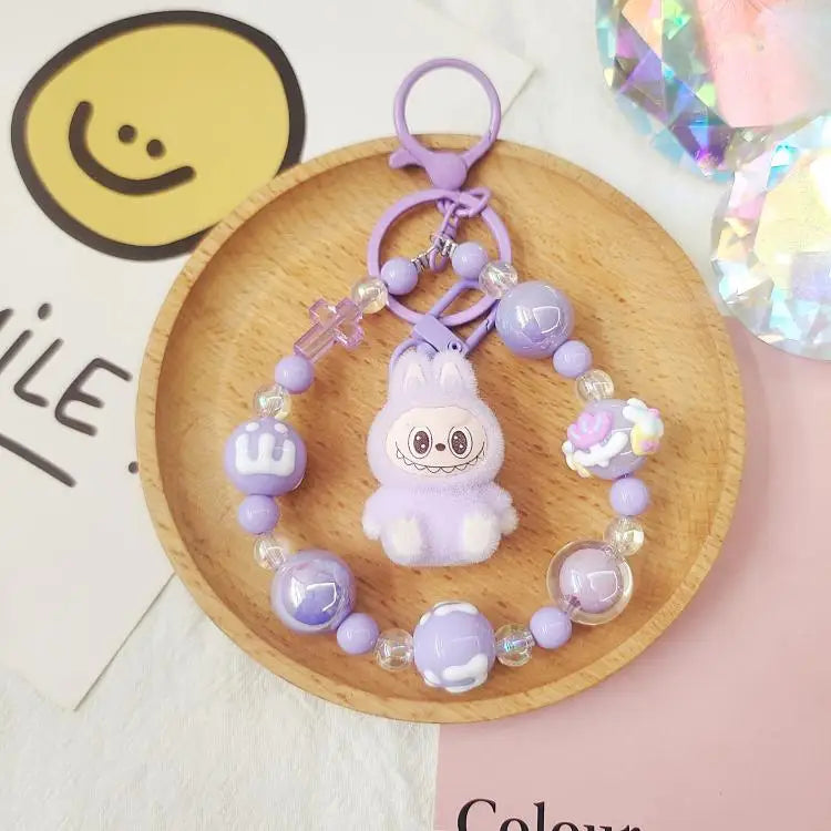 Handmade Labubu keychain for keys, bags, or gifts purple color